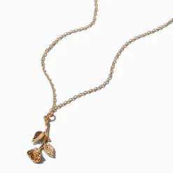 Gold-tone Rose Pendant Necklace