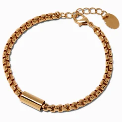 Gold-tone Round Box Chain Bracelet