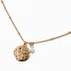 Gold-tone Sand Dollar & Pearl Pendant Necklace
