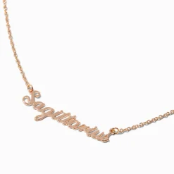 Gold-tone Script Zodiac Pendant Necklace - Sagittarius