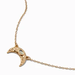 Gold-tone Sideways Crescent Moon Pendant Necklace