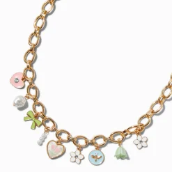 Gold-tone Spring Charm Necklace
