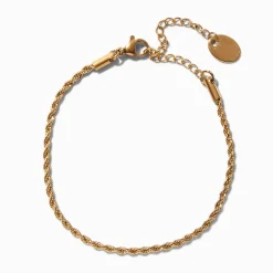 Gold-tone Stainless Steel Twisted Chain Bracelet