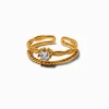 Gold-tone Stainless Steel Cubic Zirconia Heart Multi Strand Toe Ring