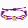 Gold-tone Star, Happy Face & Moon Charm Purple Bolo Bracelet
