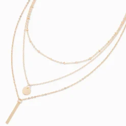 Gold-tone Stick Multi-Strand Chain Necklace