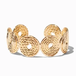 Gold-tone Swirl Disc Cuff Bracelet