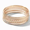 Gold-tone Textured Bangle Bracelets - 10 Pack