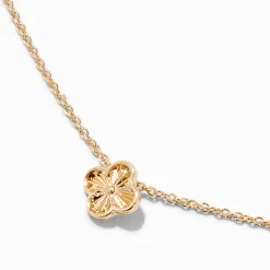 Gold-tone Textured Clover Stackable Pendant Necklace