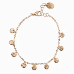 Gold-tone Textured Coin Chain Bracelet
