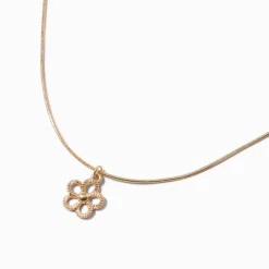 Gold-tone Textured Flower Pendant Necklace