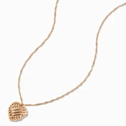 Gold-tone Textured Heart Pendant Necklace