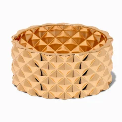 Gold-tone Textured Hinge Cuff Bracelet