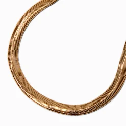 Gold-tone Thick Herringbone Chain Collar Necklace