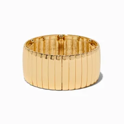 Gold-tone Thick Ribbed Stretch Bracelet