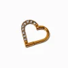 Gold-tone Titanium Crystal Heart 18G Rook Earring