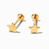 Gold-tone Titanium Star Flat Back Stud Earrings