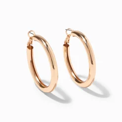 Gold-tone Tube 40mm Hoop Earrings
