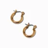 Gold-tone Tube 10mm Hoop Earrings