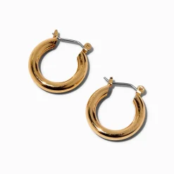Gold-tone Tube 20mm Hoop Earrings