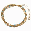 Gold-tone Turquoise Multi-Strand Chain Anklet