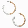 Gold-tone Twisted Pearl 50mm Hoop Earrings