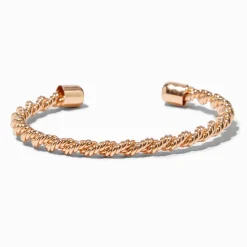Gold-tone Twisted Rope Cuff Bracelet