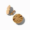 Gold-tone Wavy Disc Clip-On Earrings