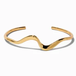 Gold-tone Wavy Swirl Cuff Bracelet