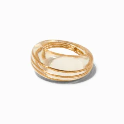 Gold-tone Wire Wrap Clear Acrylic Ring