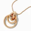 Gold-tone Wrapped Circle Long Pendant Necklace