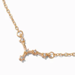 Gold-tone Zodiac Constellation Pendant Necklace - Cancer