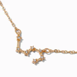 Gold-tone Zodiac Constellation Pendant Necklace - Leo