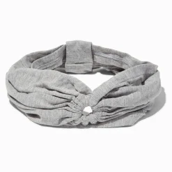 Gray Ruched Keyhole Headwrap