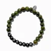 Green ''Strength'' Beaded Stretch Bracelet