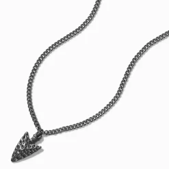 Hematite Hammered Arrowhead Pendant Necklace