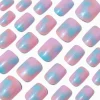 Holographic Glazed Short Square Vegan Faux Nail Set - 24 Pack