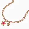 Hot Pink Star Paper Clip Chain Pendant Necklace