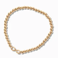 Infinity Charm Gold-tone Shot Bead Stretch Bracelet