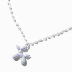 Iridescent Balloon Animal Pearl Chain Pendant Necklace