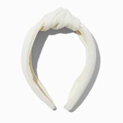 Ivory Crinkle Knotted Headband