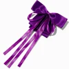 Jewel Tone Purple Long Ribbon Bow Barrette Hair Clip