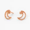 18K Rose Gold Plated Cutout Moon & Star Stud Earrings