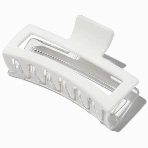 Large Two-Tone White Rectangular Hair Claw