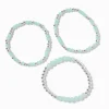 Light Blue Beaded Stretch Bracelets - 3 Pack