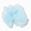 Light Blue Organza Heart Charm Hair Scrunchie