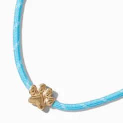 Light Blue Rope Paw Pendant Necklace