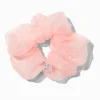 Light Pink Organza Heart Charm Hair Scrunchie