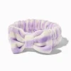 Lilac Striped Plush Makeup Bow Headwrap