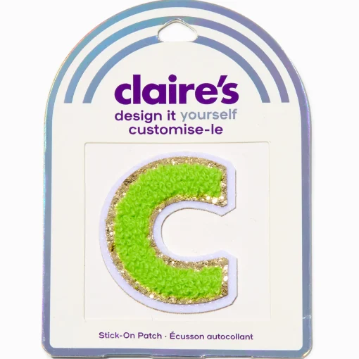 Lime Green C Initial Stick-On Patch
